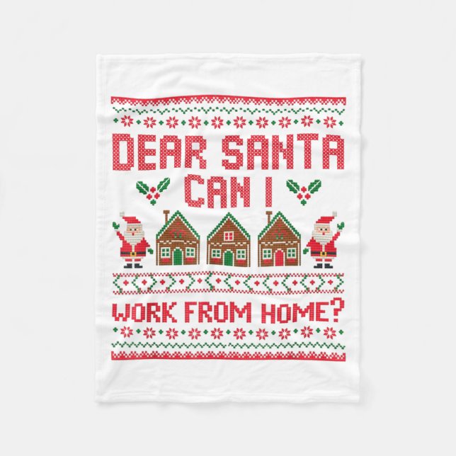 Couverture Polaire Dear Santa Can I Work From Home Funny Ugly Christm (Devant)