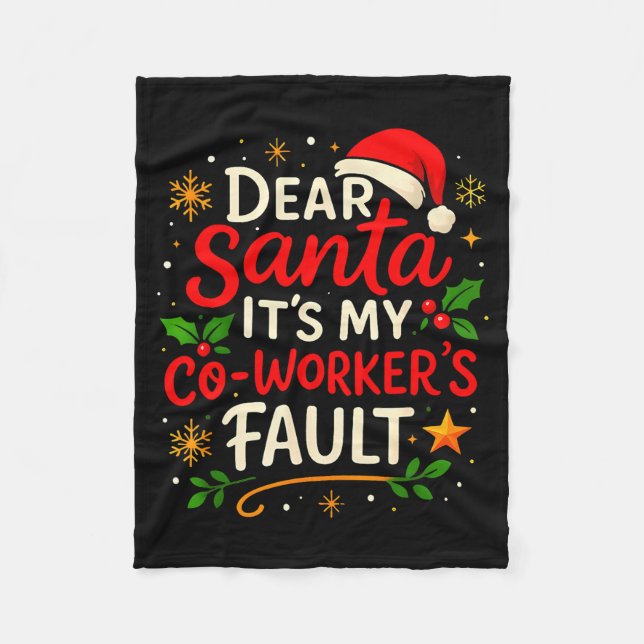 Couverture Polaire Dear Santa It Was My Coworker’s Fault Christmas Em (Devant)