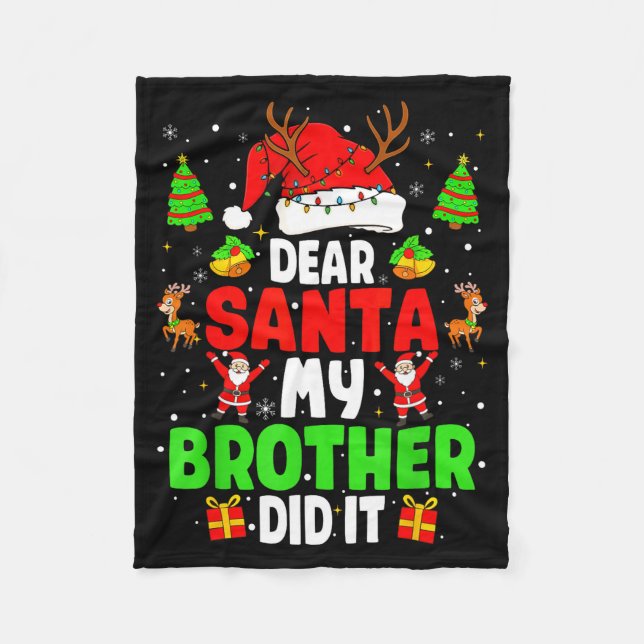 Couverture Polaire Dear Santa My Brother Did It Funny Christmas Boys  (Devant)
