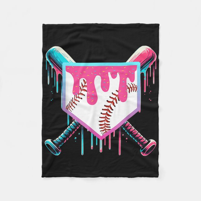 Couverture Polaire Débit De Baseball Pour Garçons Ice Cream Drip Jeun (Devant)