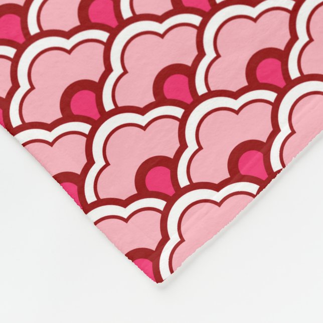 Couverture Polaire Déco pétoncles chinois, fuchsia et rose pâle (Coin)