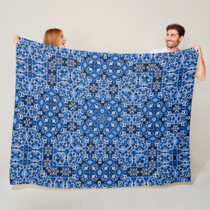 Couverture Polaire Décor bleu Denim Satin Mandala Quilt Motif