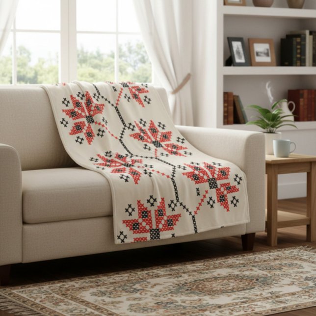 Couverture Polaire Décor De Maison D'Inspiration Folk (Créateur téléchargé)