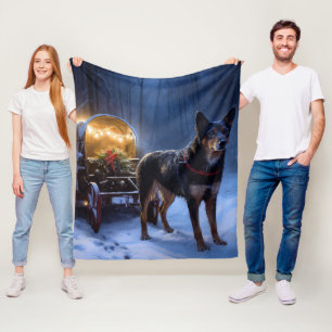 Couverture Polaire Décor de Noël Australian Kelpie Snowy Sleigh