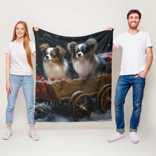 Couverture Polaire Décor de Noël Papillon Snowy Sleigh (En situation)