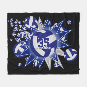Couverture Polaire décor de salle de volley-ball bleu sportatif