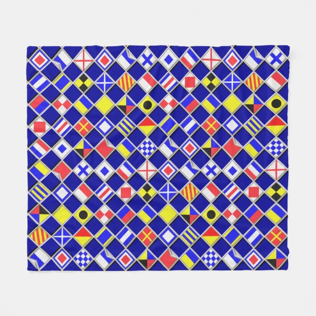 Couverture Polaire Décor des drapeaux nautiques (Devant (Horizontal))