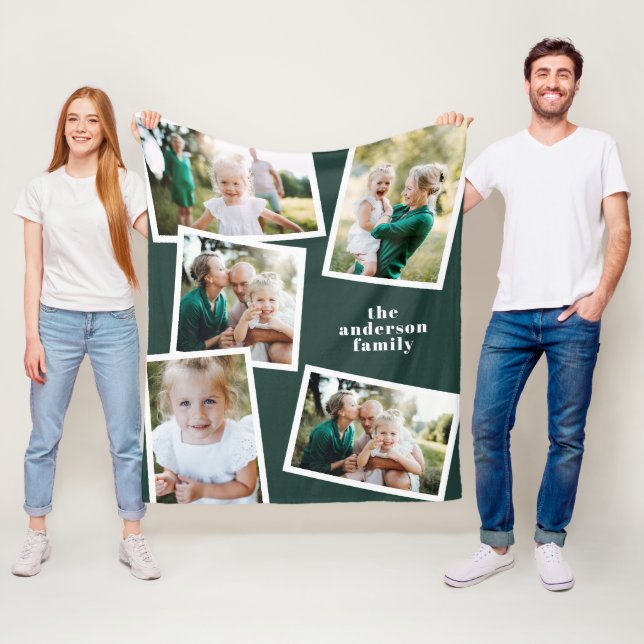 Couverture Polaire Décor familial moderne vert multi photo (En situation)