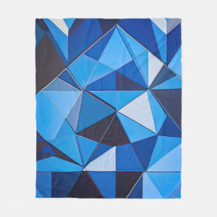 Couverture Polaire Décor géométrique triangulaire bleu