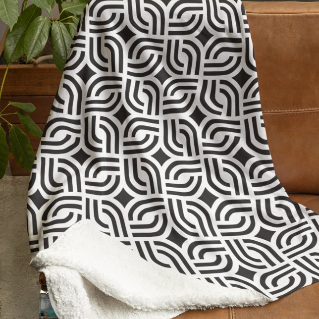 Couverture Polaire Décor gris et blanc motif design antique (Créateur téléchargé)