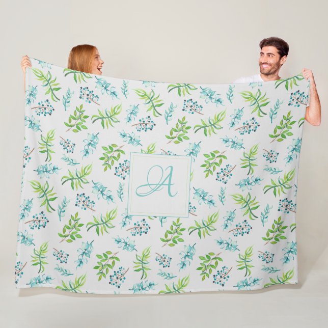 Couverture Polaire Décor Mariage Fleur sauvage bleu bleu (En situation)