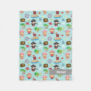 Couverture Polaire Décoration de chambre d'enfants motif pirate color