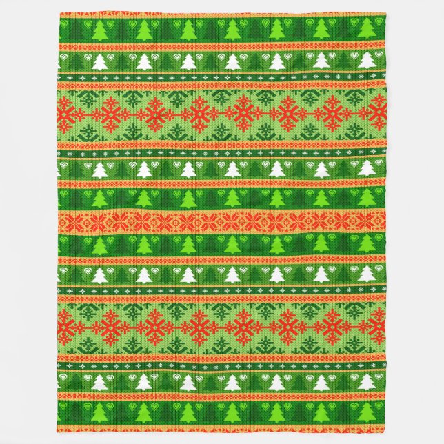 COUVERTURE POLAIRE DÉCORATIONS DE NOËL VERT BLANC ROUGE  (Devant)
