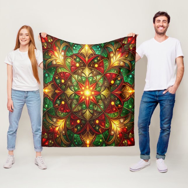 Couverture Polaire Decorative Red Green Fleece Blanket (En situation)