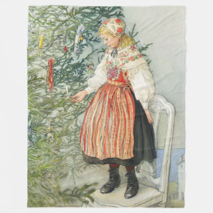 Couverture Polaire Décorer l'arbre de Noël - Carl Larsson