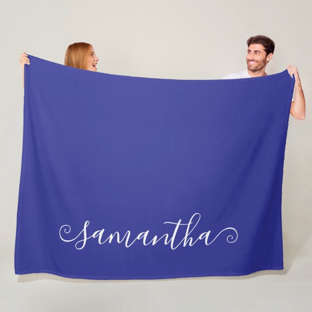Couverture Polaire Deep Blue White Short Curly Swash Signature Nom (En situation)