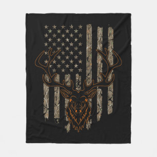 Couverture Polaire Deer Hunter American Flag Tree Camouflage Deer Hun