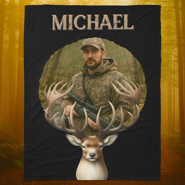 Couverture Polaire Deer Hunter Personalized Photo Camouflage Name (Créateur téléchargé)