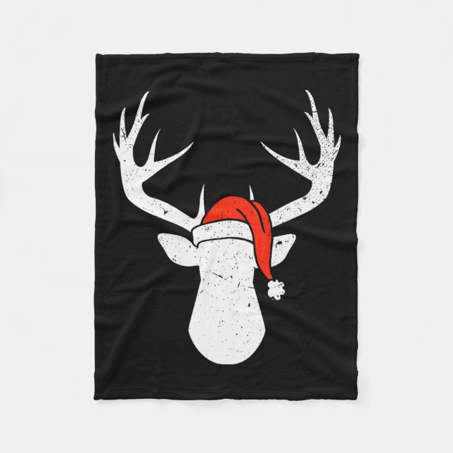 Couverture Polaire Deer With Santa Hat Christmas Pajama Hunting Gift  (Devant)