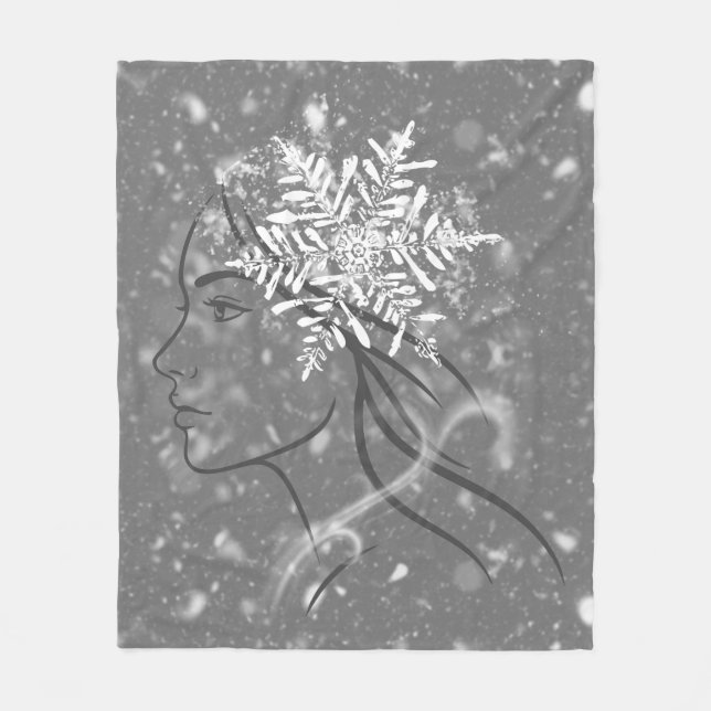 Couverture Polaire Déesse de l'Hiver – Art Saisonnière Féminin (Devant)
