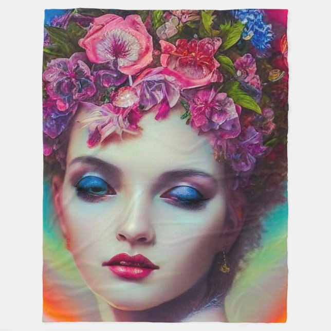 Couverture Polaire Déesse des fleurs (Devant)