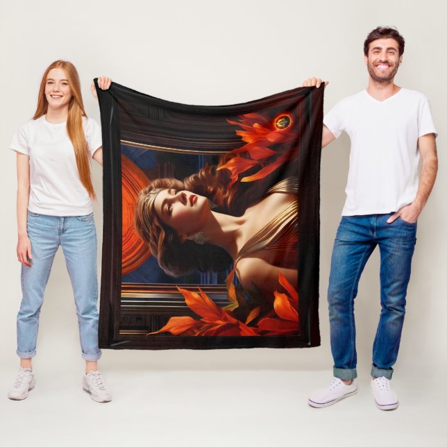 Couverture Polaire Déesse Du Soleil Art Déco Romantique Glamour (En situation)