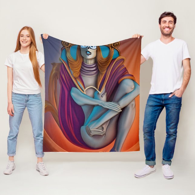 Couverture Polaire déesse guerrière (En situation)