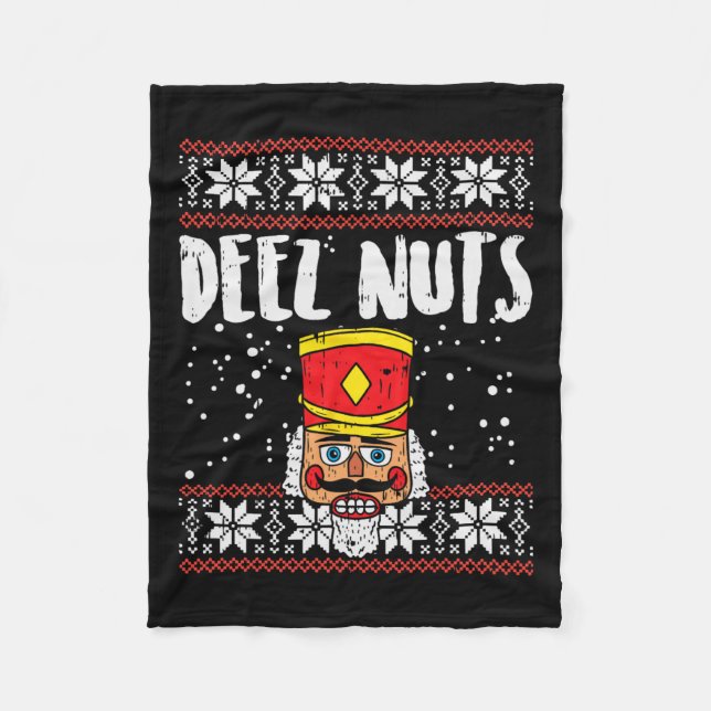 Couverture Polaire Deez Nuts Nutcracker Fun Vilain Noël Mème Cadeau (Devant)