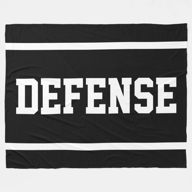 Couverture Polaire DEFENSE Athletic White Text Stripes On Bold Black (Devant (Horizontal))