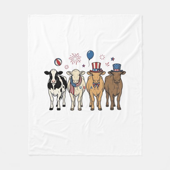 Couverture Polaire Défilé de vaches patriotiques conception de chemis (Devant)