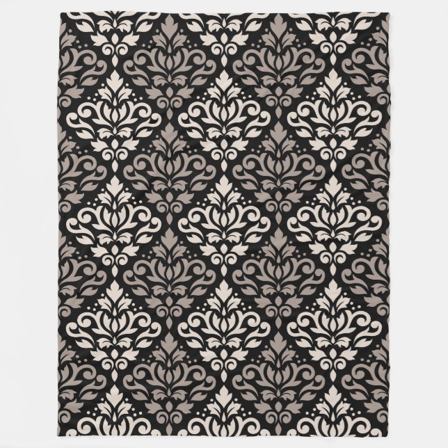 Couverture Polaire Défiler Damask Gros Motif Taupe Crème Noir (Devant)