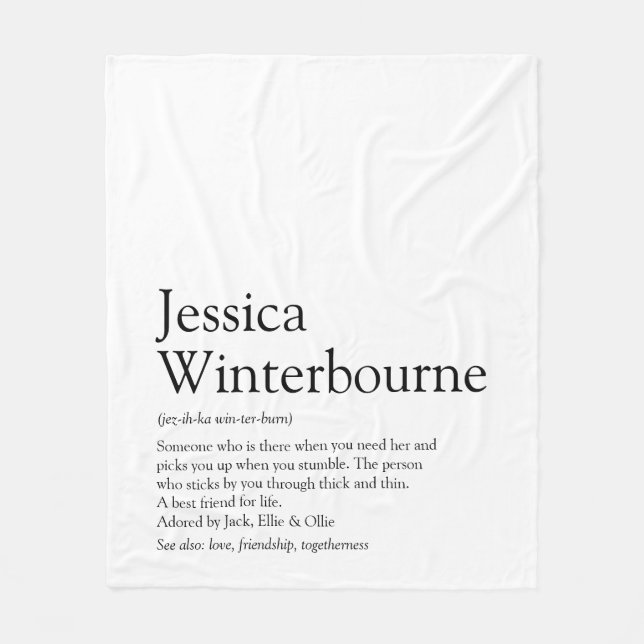 Couverture Polaire Définition BFF personnalisée noir et blanc (Devant)