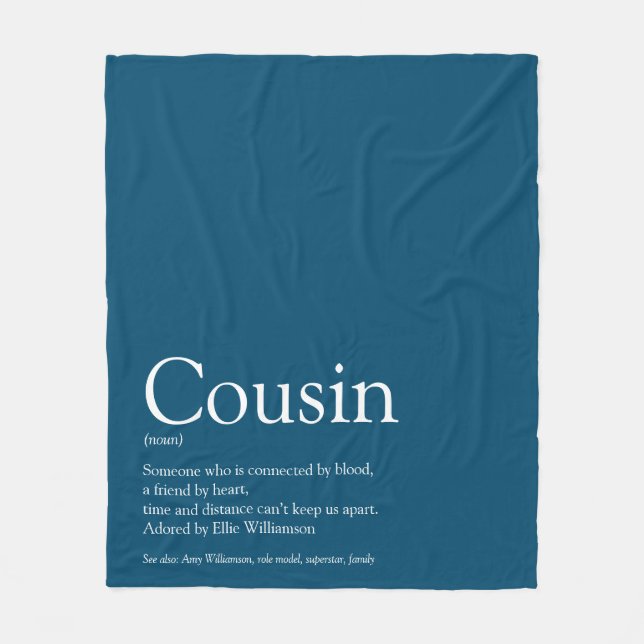 Couverture Polaire Définition de cousin cool Moderne Bleu Amusant (Devant)