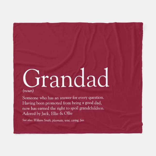 Couverture Polaire Définition Grand-Père Papi Bourgogne (Devant (Horizontal))