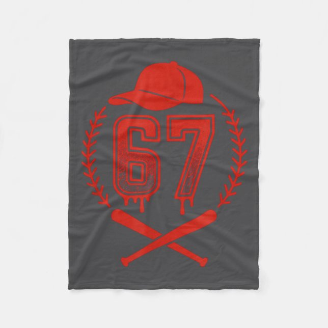 Couverture Polaire Dégoulinade de baseball numéro 67 joueur ou 67e an (Devant)