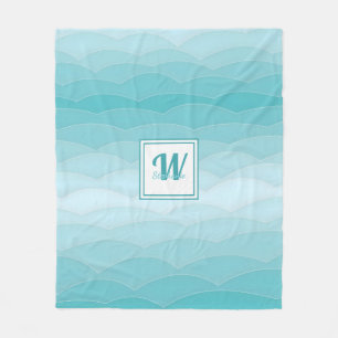 Couverture Polaire Dégradé de vague aqua Motif océan moderne