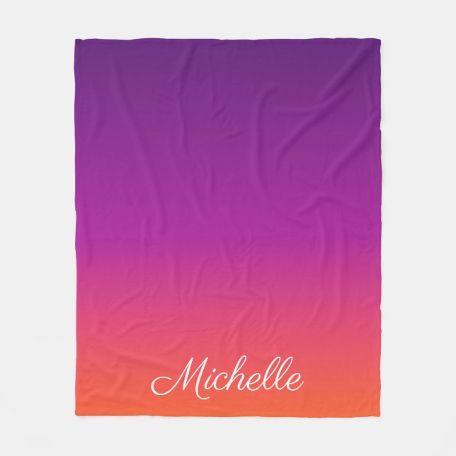 Couverture Polaire dégradé violet, rose et orange foncé (Devant)