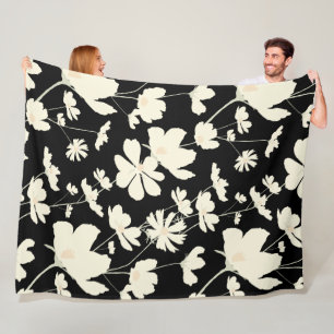 Couverture Polaire Délicat cosmos crème fleurie beige noir dortoir ch