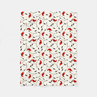 Couverture Polaire Délicat Motif de fleurs rouges
