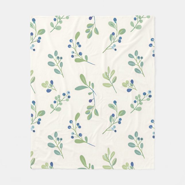 Couverture Polaire Delicate Blueberry Eucalyptus Pattern (Devant)