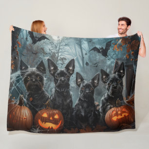 Couverture Polaire Délice de nuit d'Halloween pour Affenpinscher