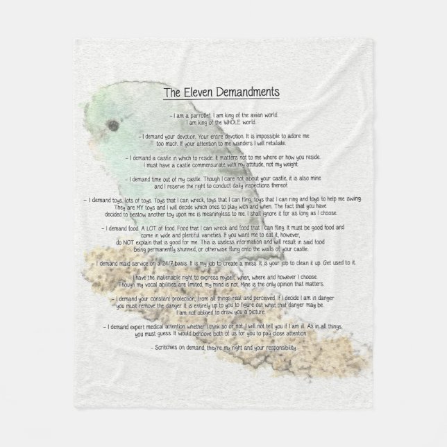 Couverture Polaire Demandments de Parrotlets onze (Devant)