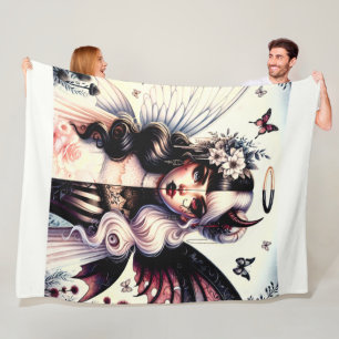 Couverture Polaire Demi Ange Diable Beauté Sombre Fée Aile Brisée