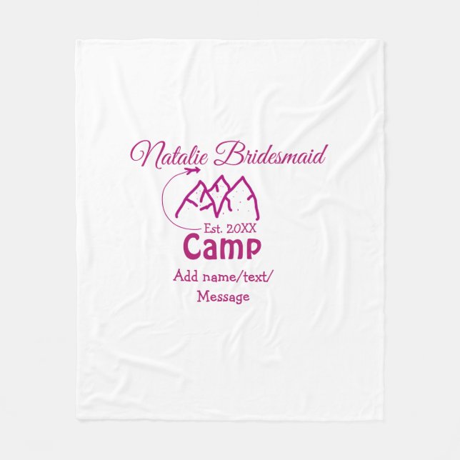Couverture Polaire Demoiselle d'honneur de camp rose ajouter nom date (Devant)