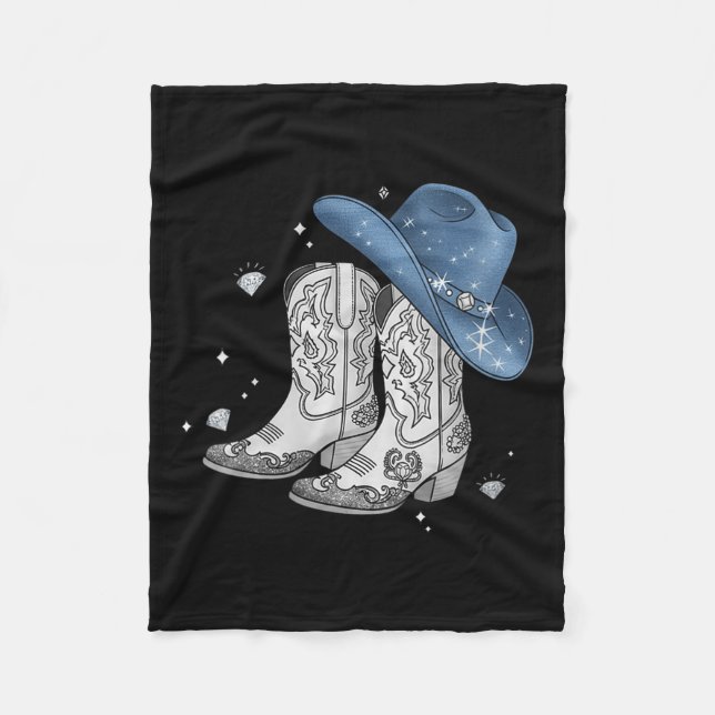 Couverture Polaire Dénim &amp; Diamants Black Tee Western Cowg (Devant)