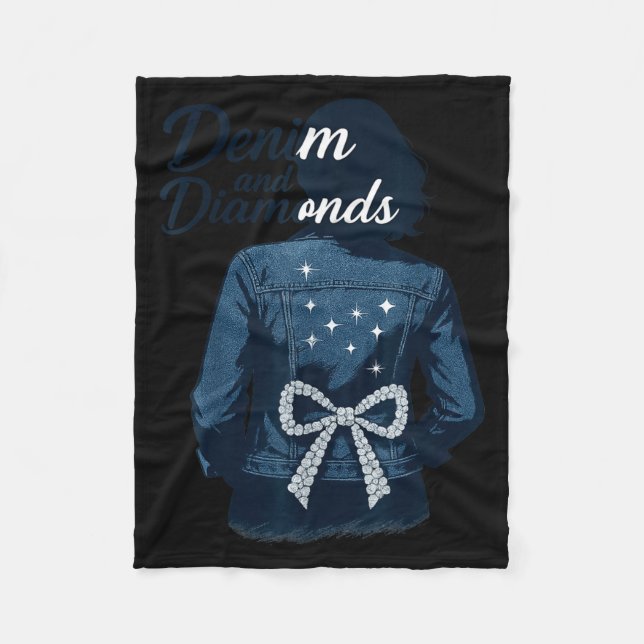 Couverture Polaire Denim And Diamonds Bow Ladies Girls Jeans Women  (Devant)