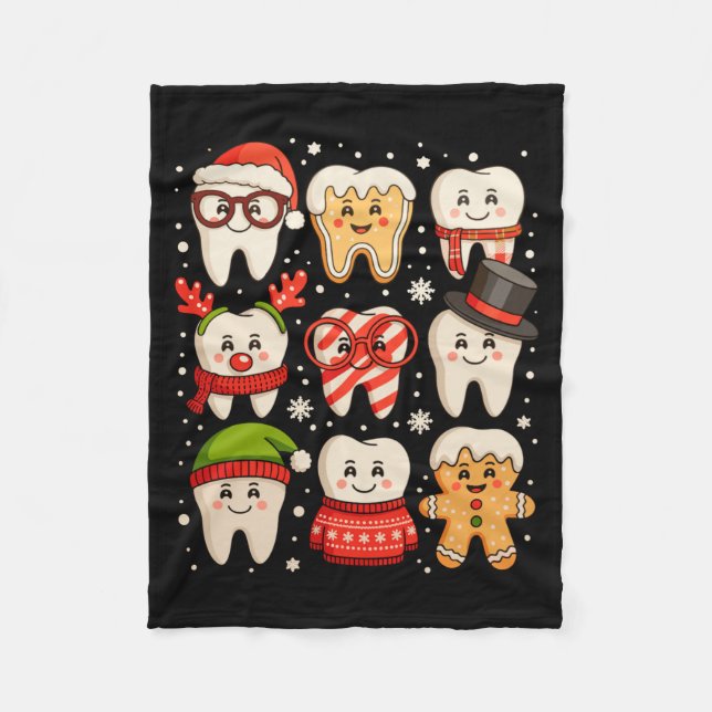 Couverture Polaire Dental Christmas Cute Teeth Dentist Santa Hat Xmas (Devant)