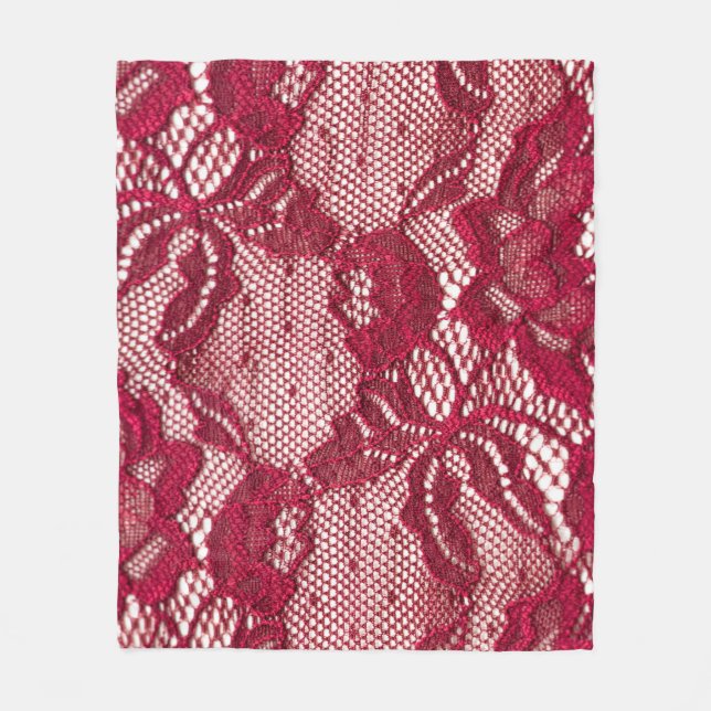 Couverture Polaire Dentelle rouge : textile jacquard élastique. (Devant)