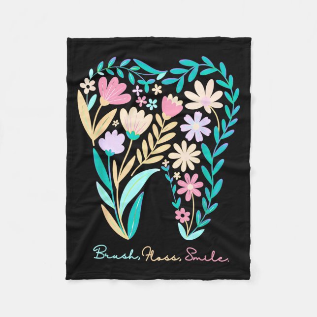 Couverture Polaire Dentiste Étudiant Dentaire Fleur Florale Boho (Devant)
