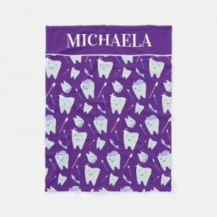 Couverture Polaire Dentiste Nom Dental Hygiéniste Motif dentaire Vio